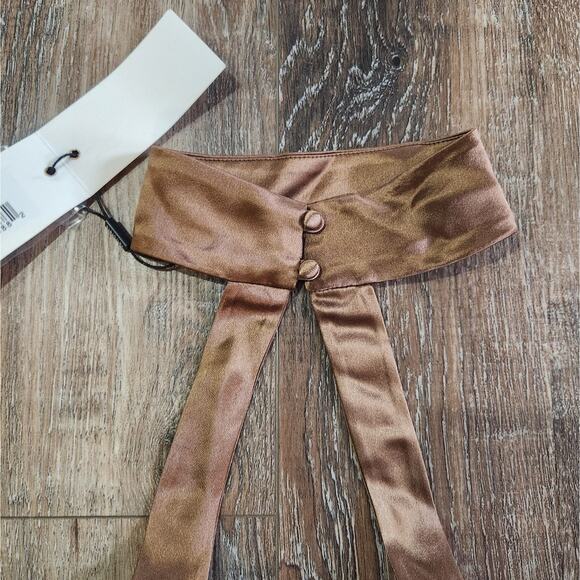 Retrofete Ross Top in Cognac Brown Size Medium NWT Satin Padded Bust - Picture 7 of 12